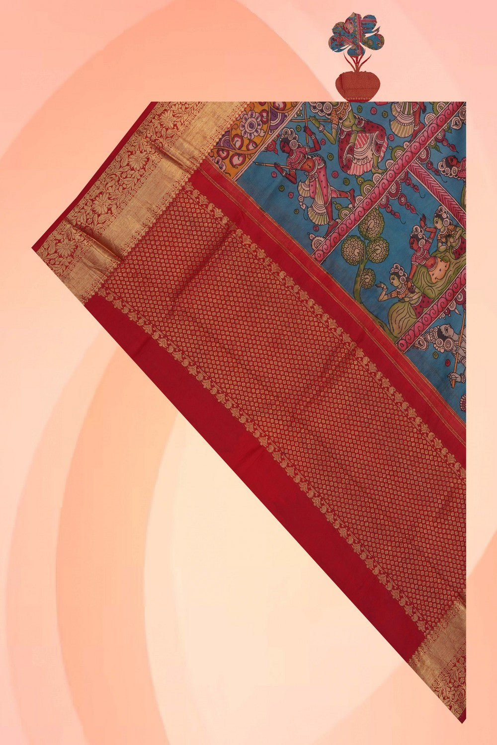 Image of Blue Kalamkari Painting Dupatta