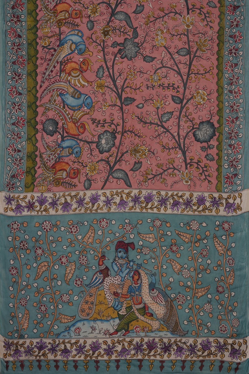 Image of Pink Kalamkari Silk Saree