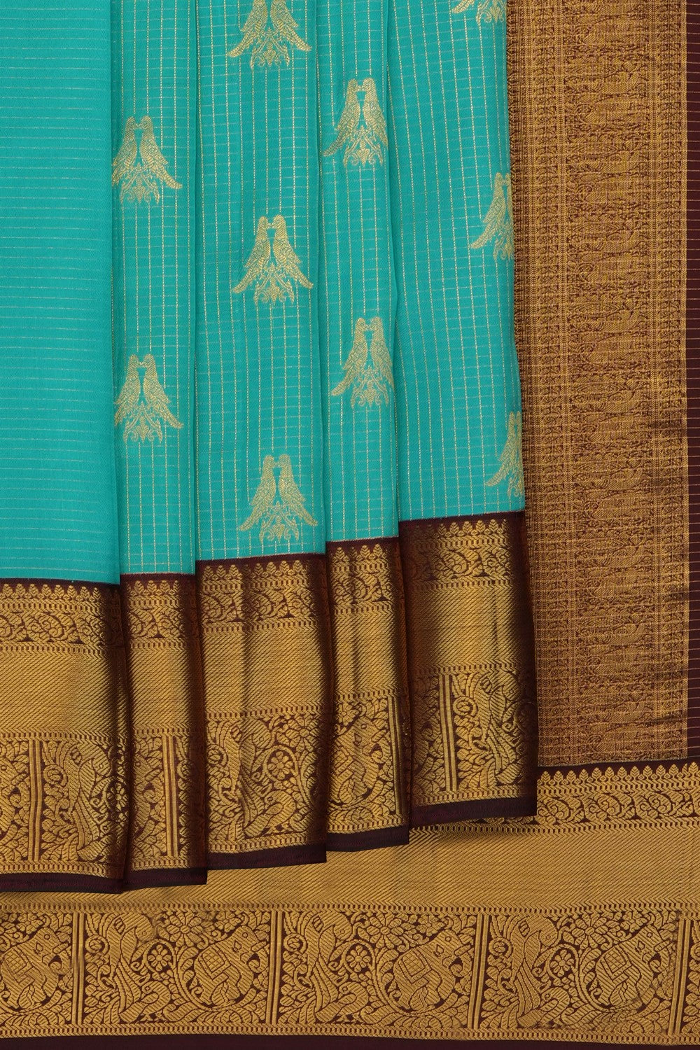 Image of Turquoise Blue South Silk Saree