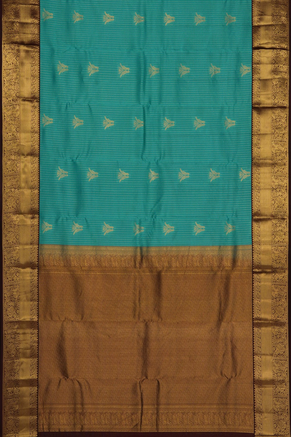 Image of Turquoise Blue South Silk Saree