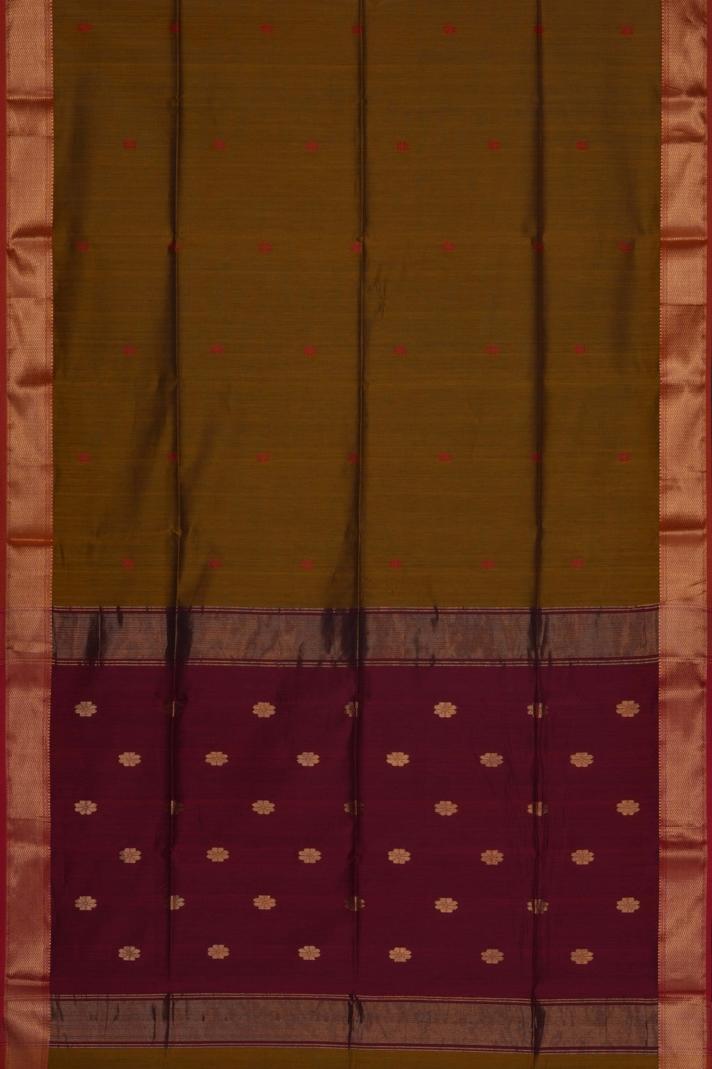 Image of Moss-Green Maheshwari Saree