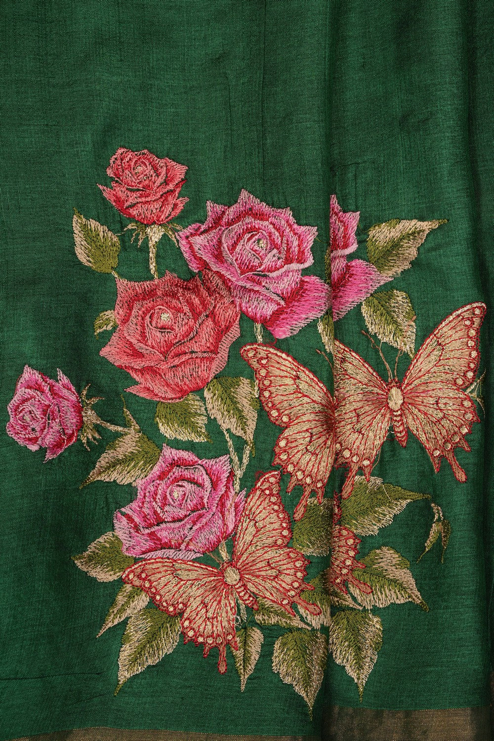 Image of Green Desi Tussar Silk Saree