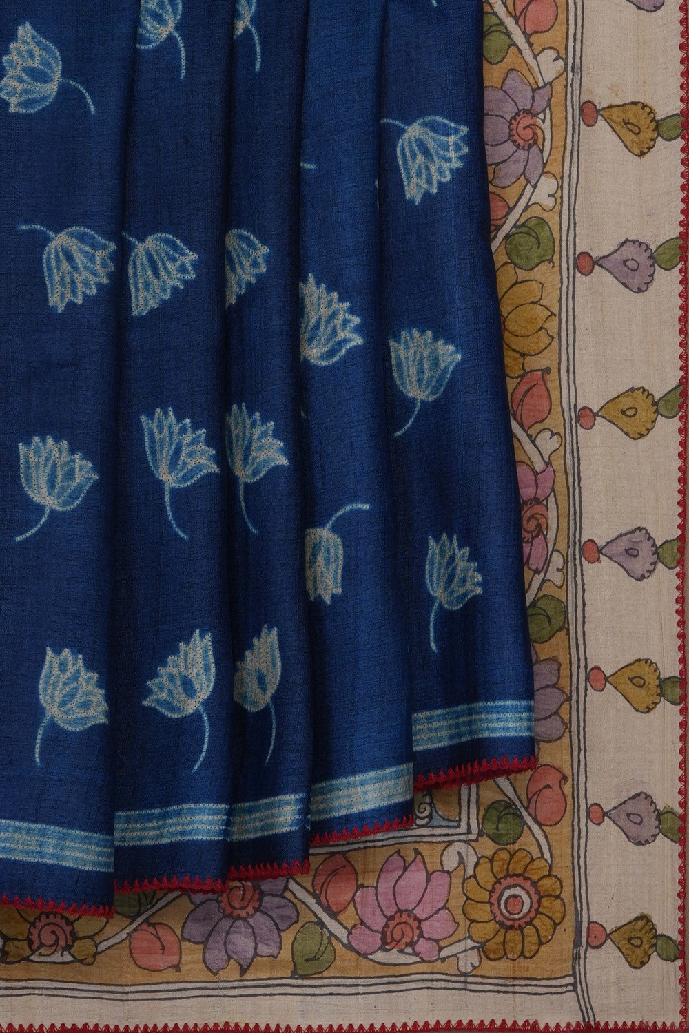 Image of Tussar Silk Indigo Blue Saree