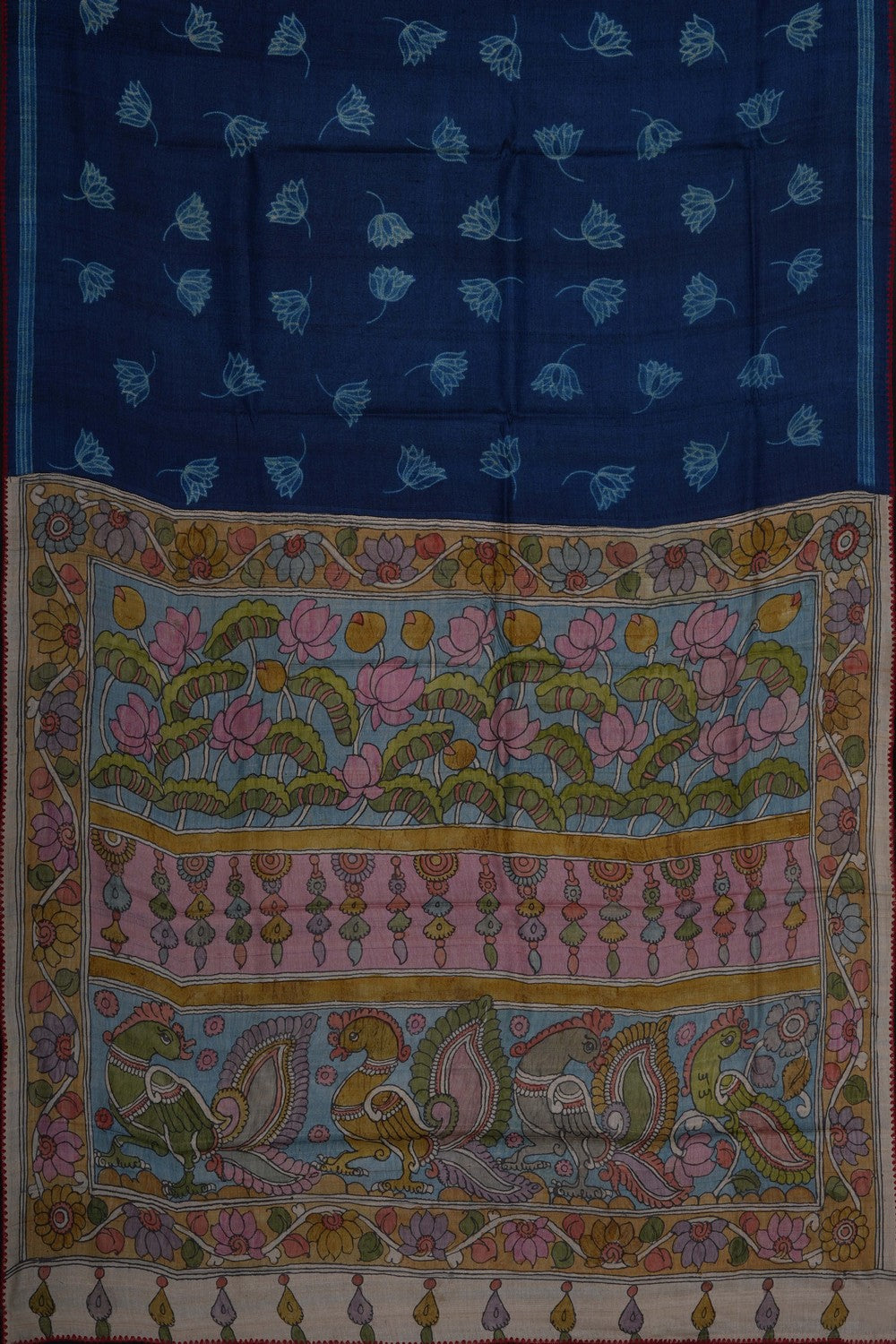 Image of Tussar Silk Indigo Blue Saree
