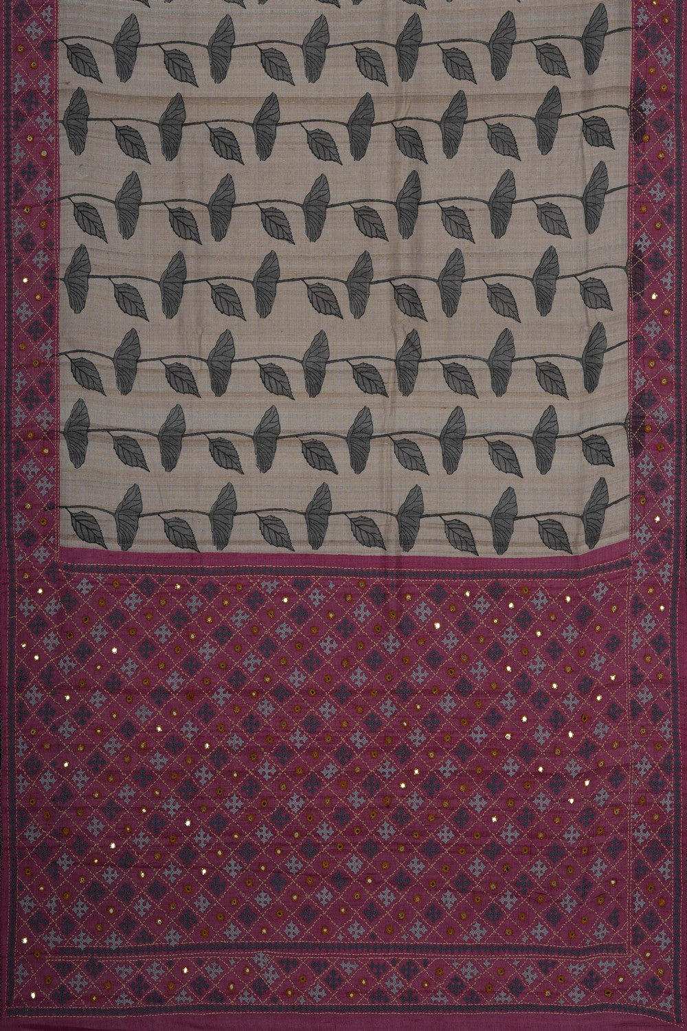 Image of Tussar Silk Saree With Beautiful Kasuti Embroidery Work