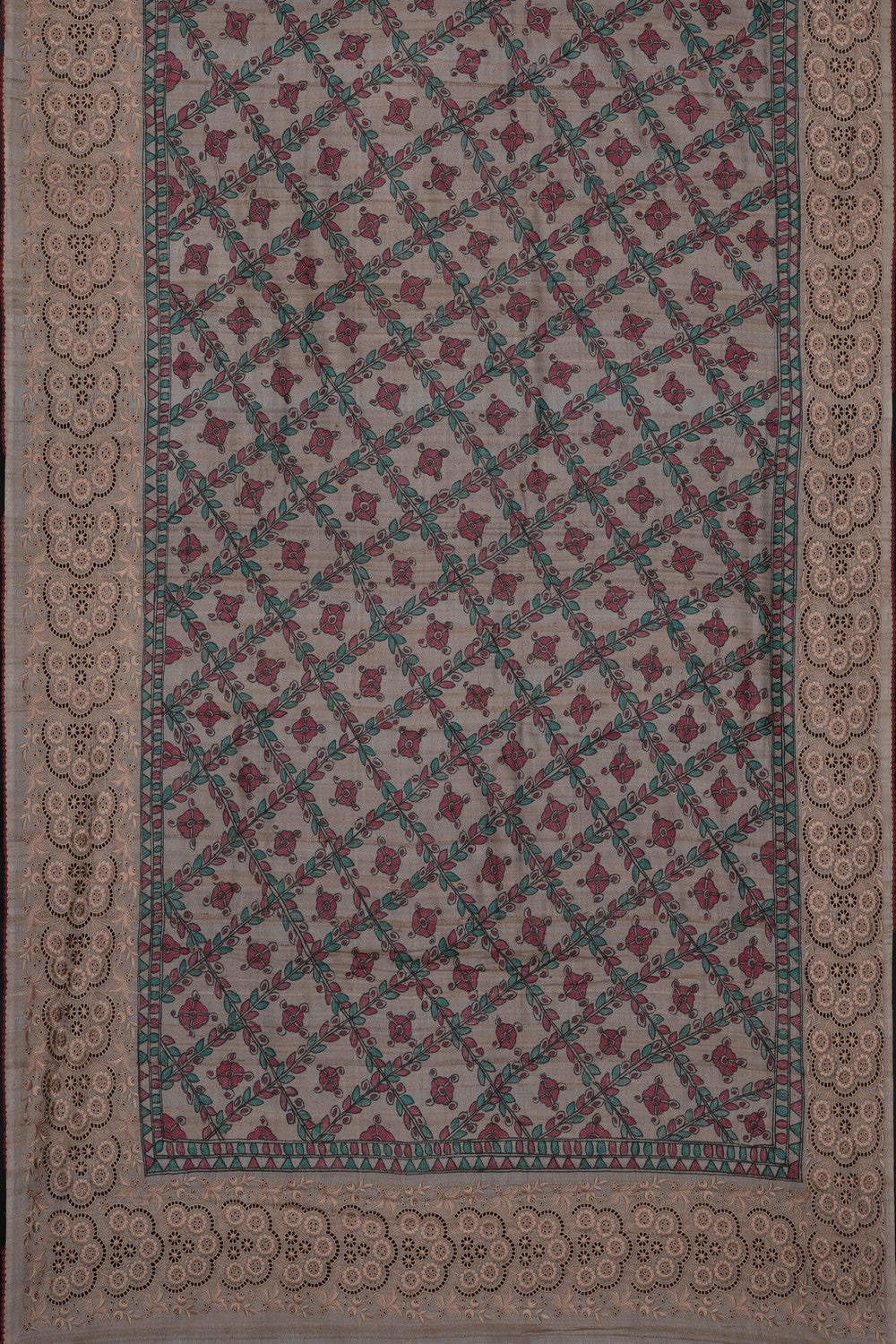 Image of Tussar Silk Saree With Beautiful Embroidery