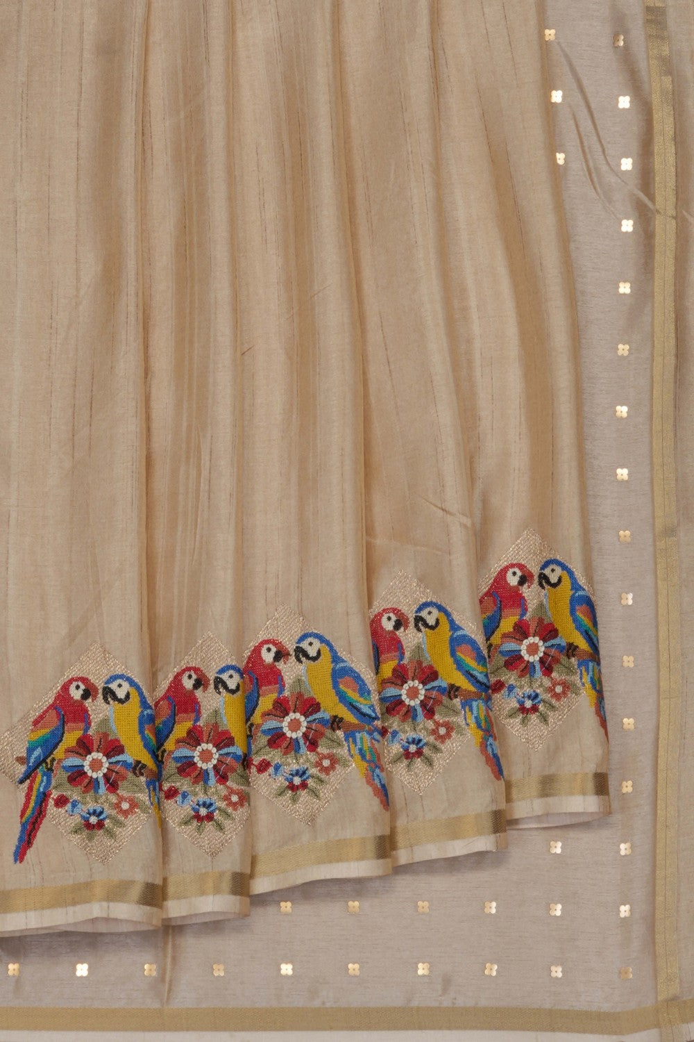 Image of Off-White Desi Tussar Silk Saree