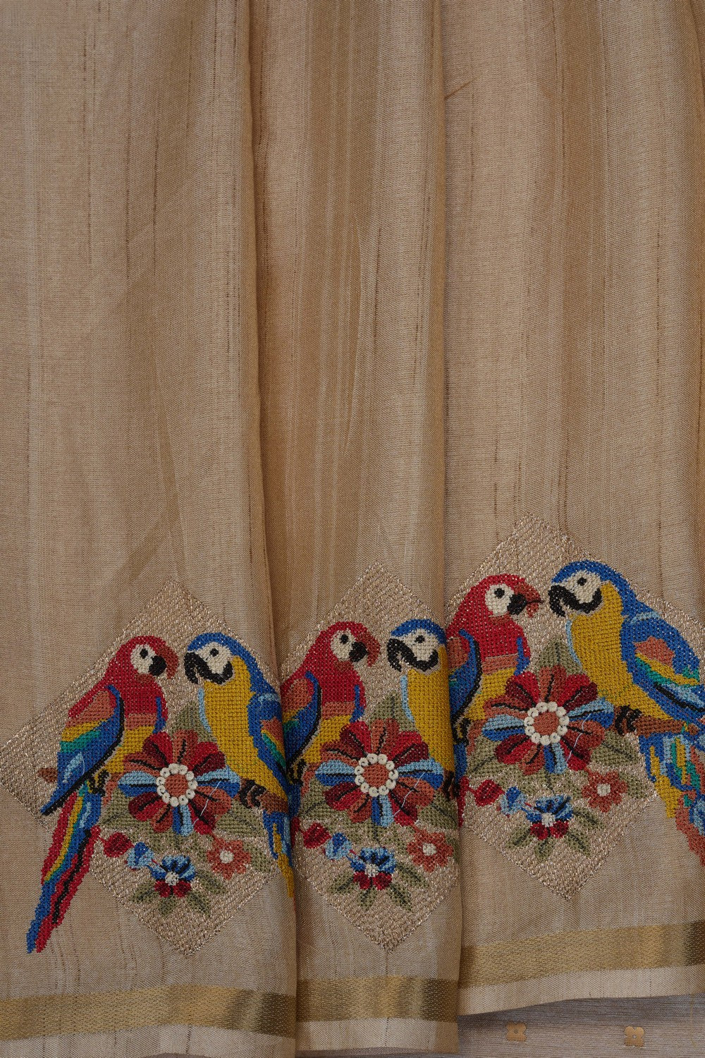 Image of Off-White Desi Tussar Silk Saree