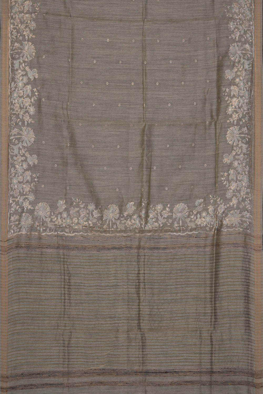 Image of Off-White Tussar Silk Saree