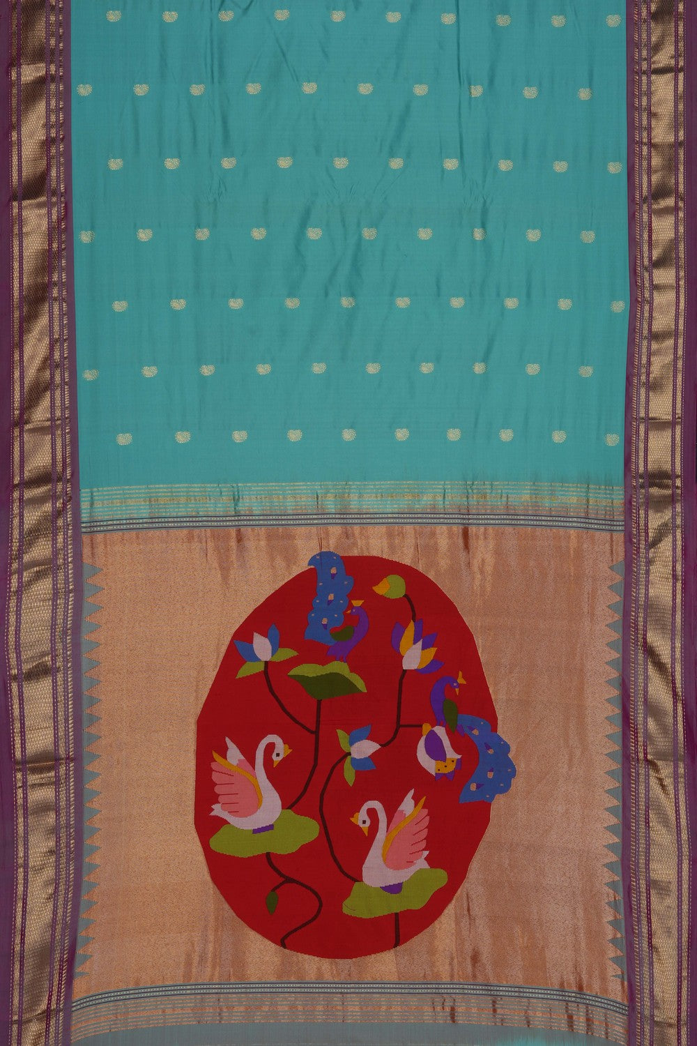 Image of Sea Green Paithani Silk Saree