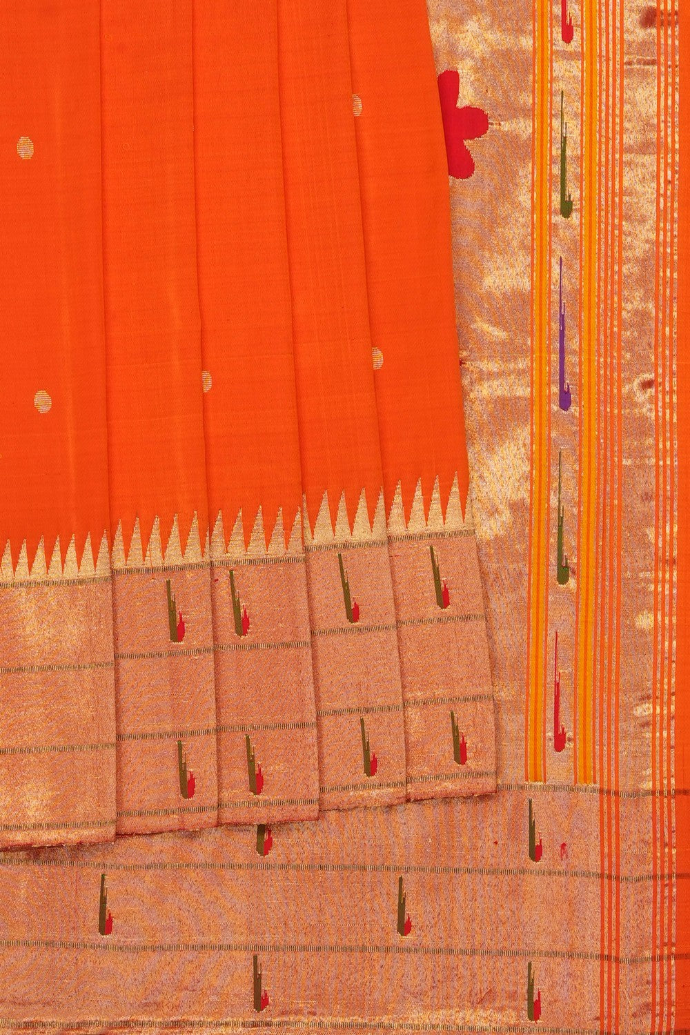 Image of Orange Paithani Silk Saree