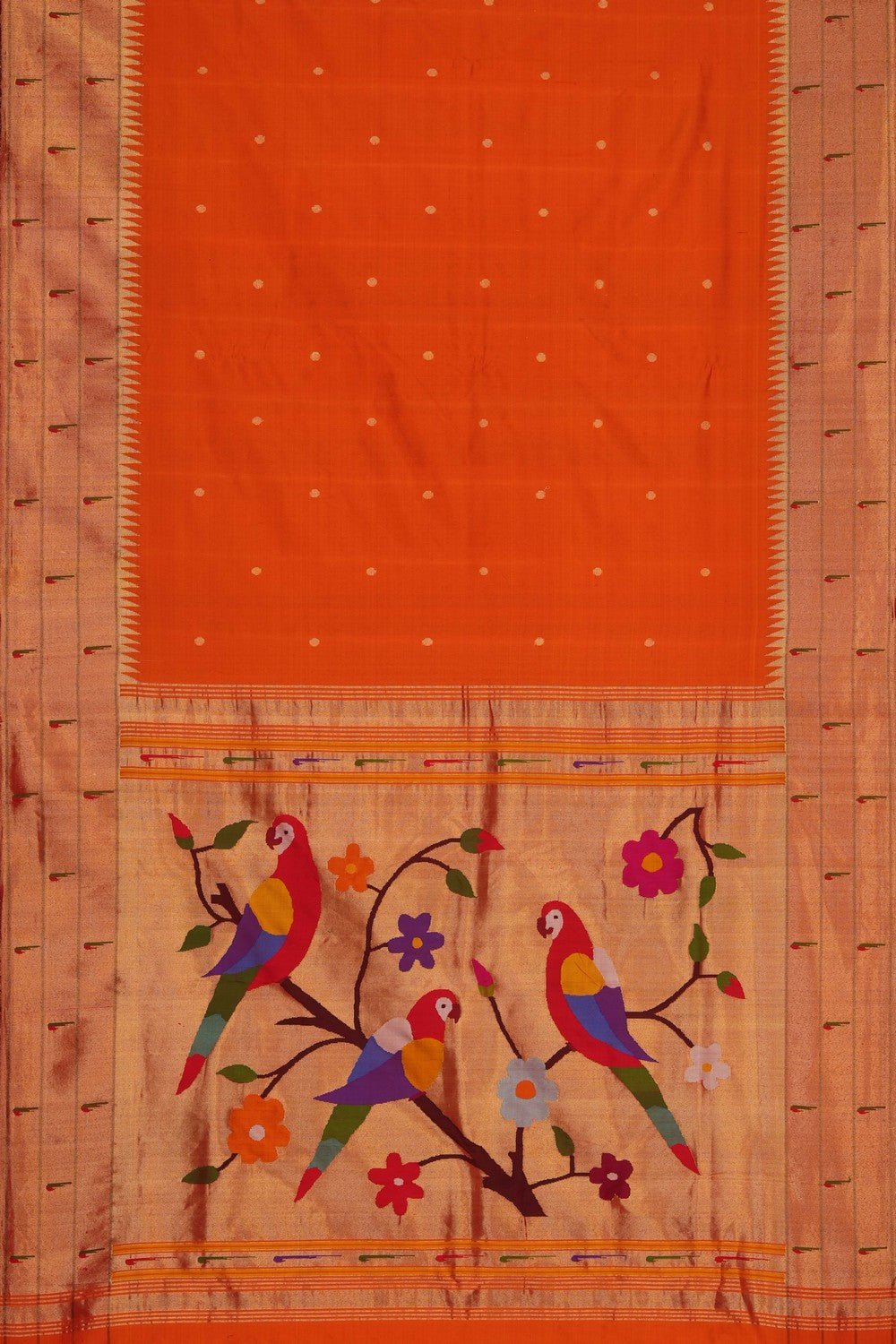 Image of Orange Paithani Silk Saree