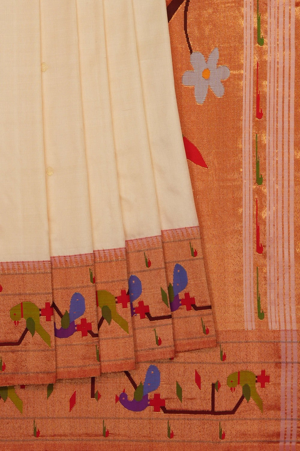 Image of Cream Paithani Silk Saree