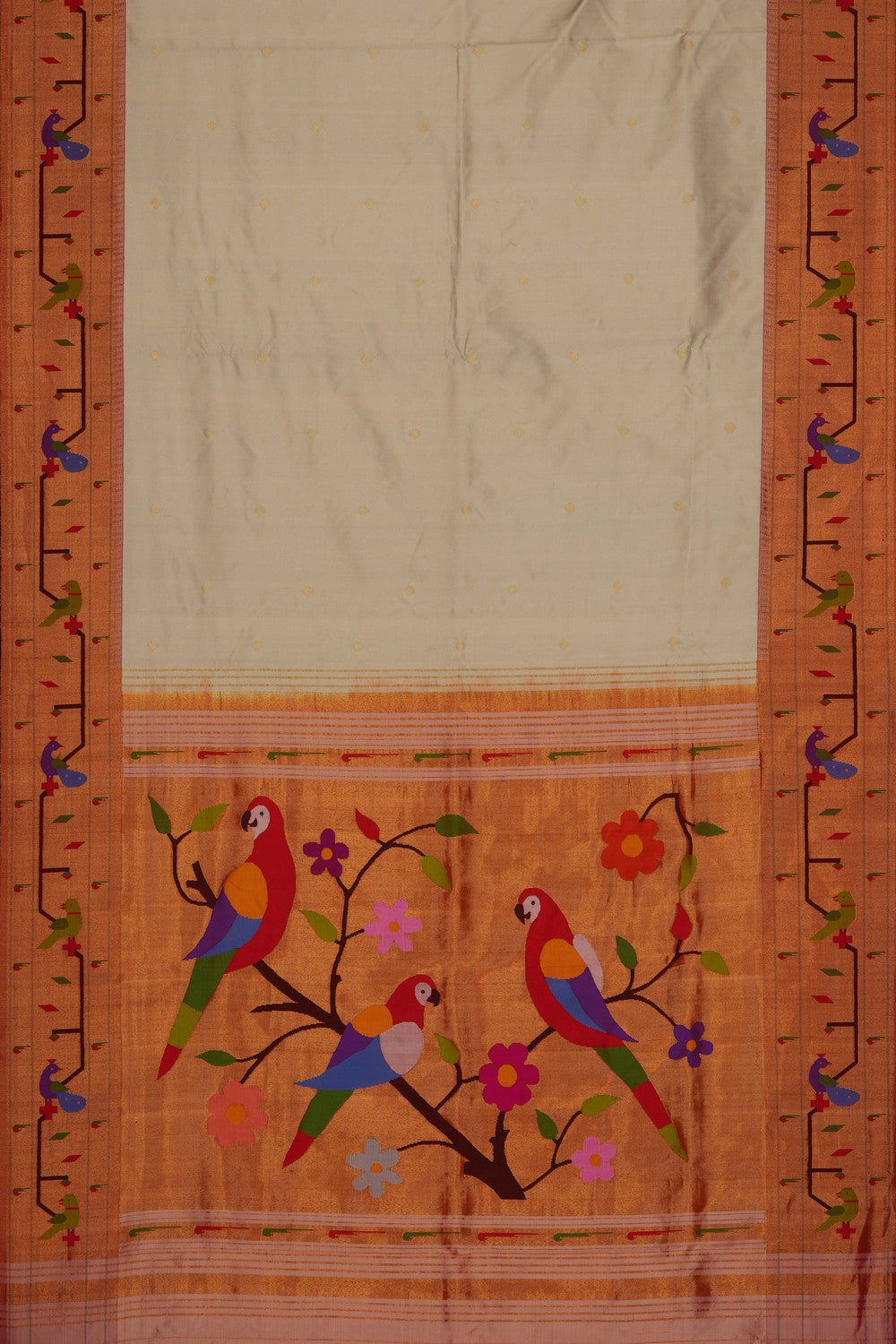 Image of Cream Paithani Silk Saree