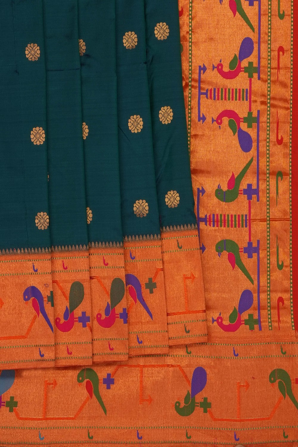 Image of Peacock Blue Paithani Silk Saree