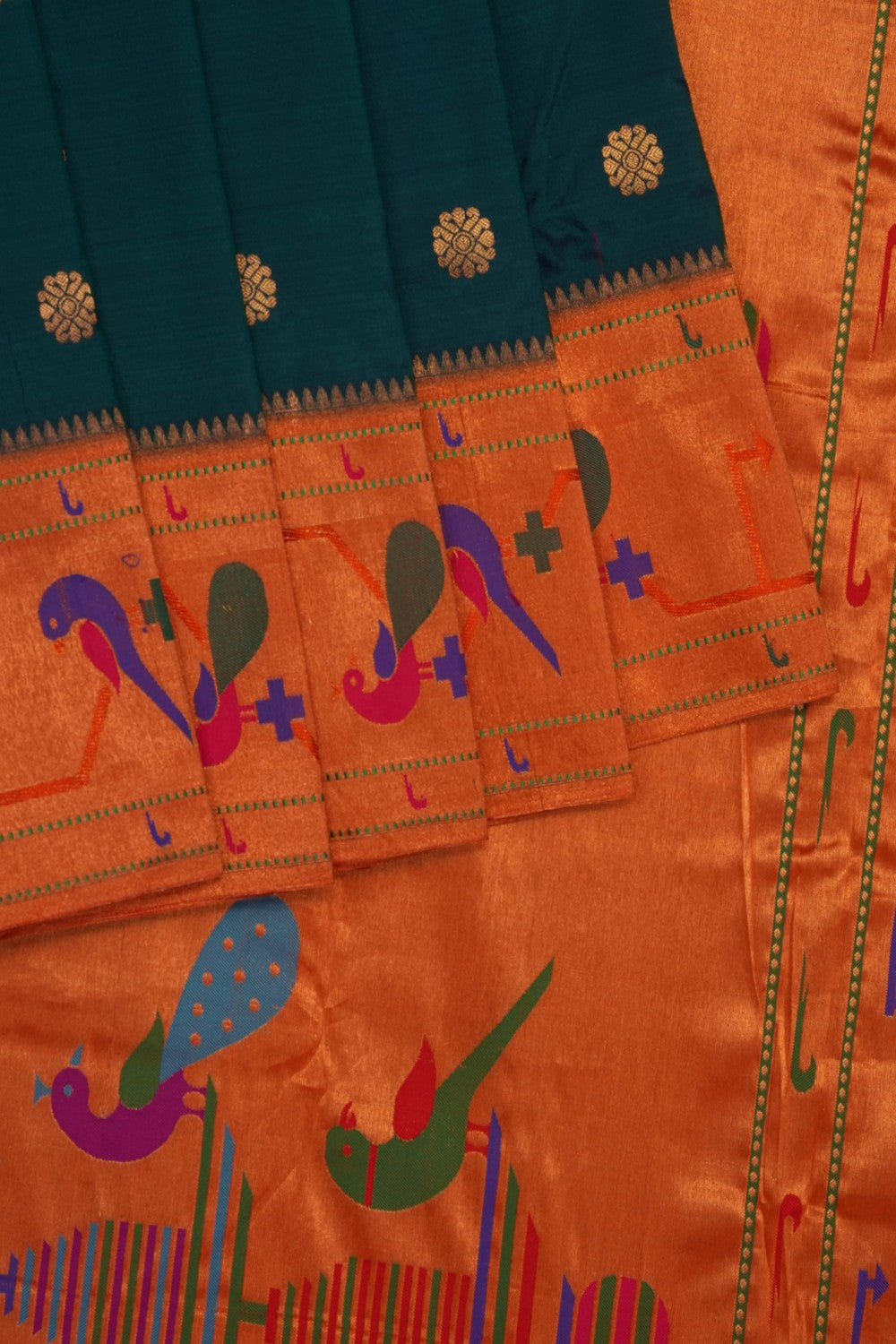Image of Peacock Blue Paithani Silk Saree