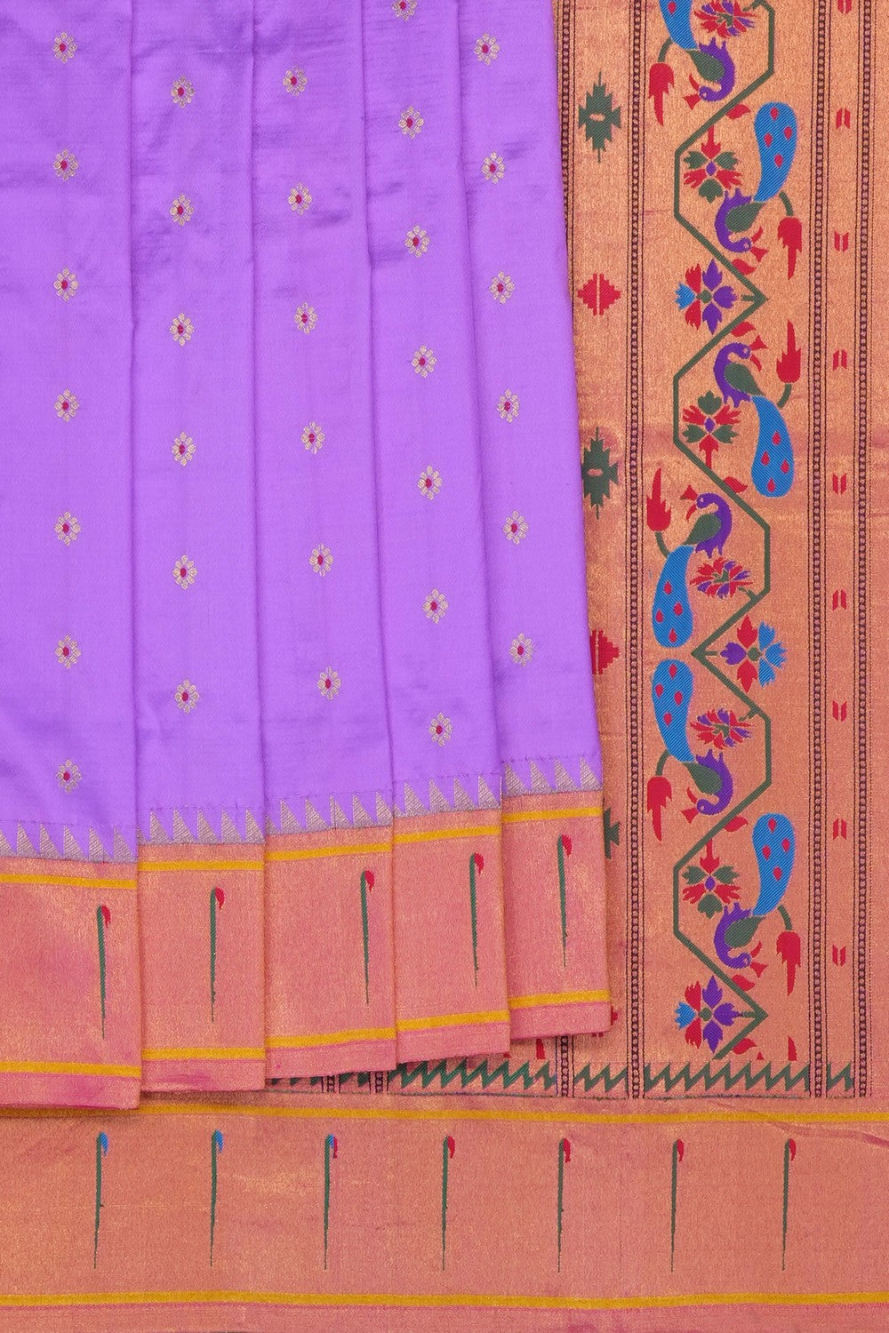 Image of Lavender-Purple Paithani Silk Saree