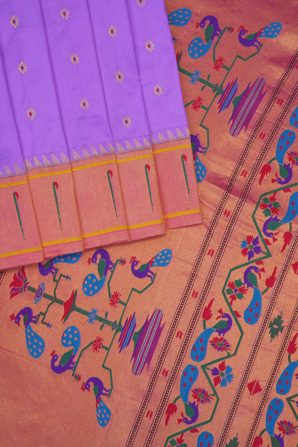 Image of Lavender-Purple Paithani Silk Saree