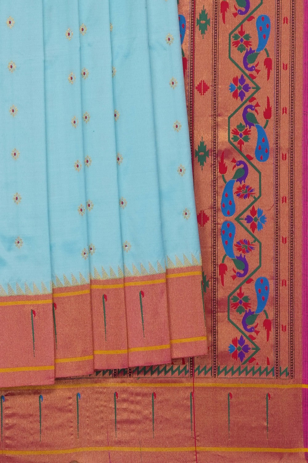 Image of Sky-Blue Paithani Silk Saree