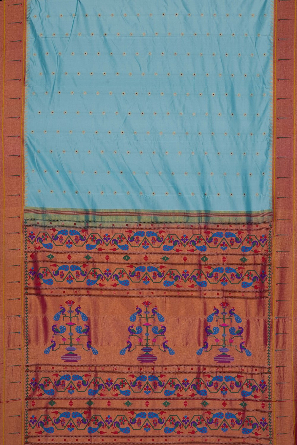 Image of Sky-Blue Paithani Silk Saree