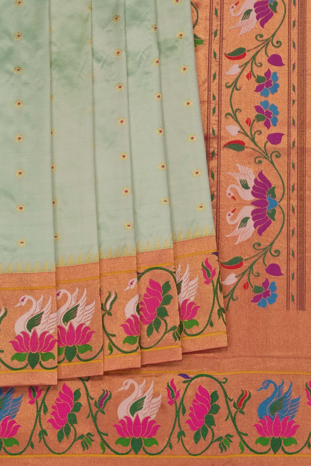 Image of Mint Green Paithani Silk Saree