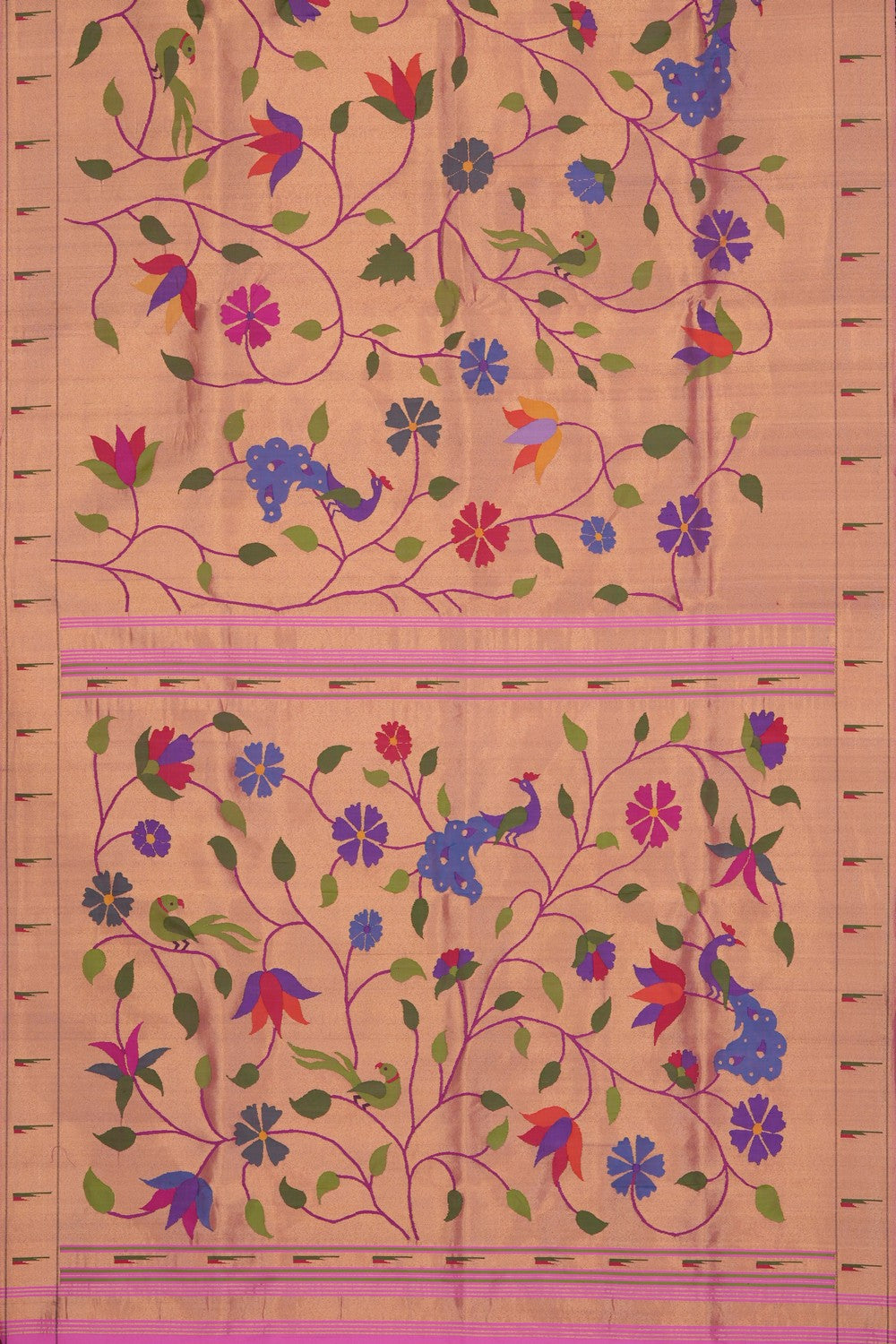 Image of Gold Pink Paithani Brocade Saree