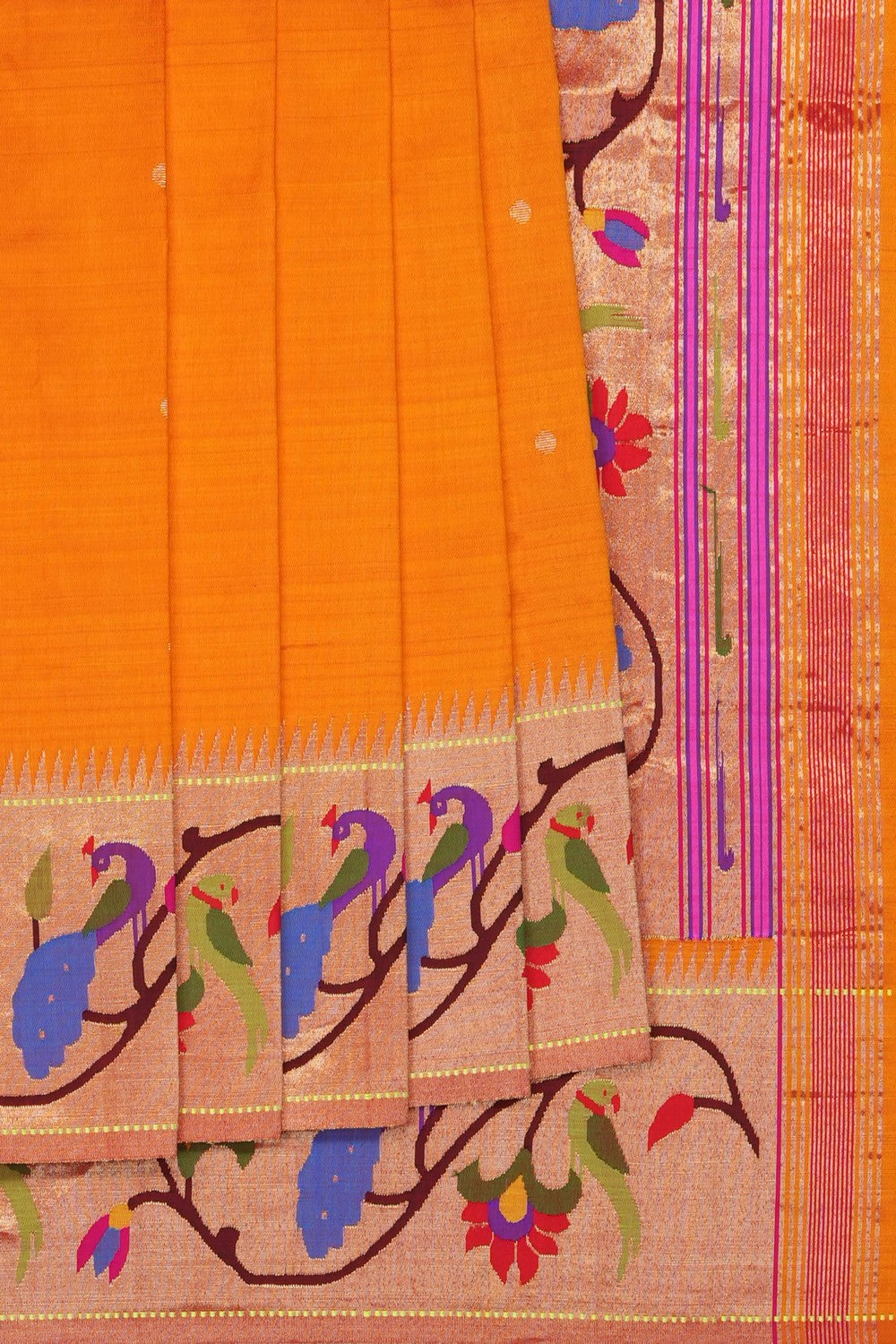 Image of Sunshine Orange Paithani Brocade Saree