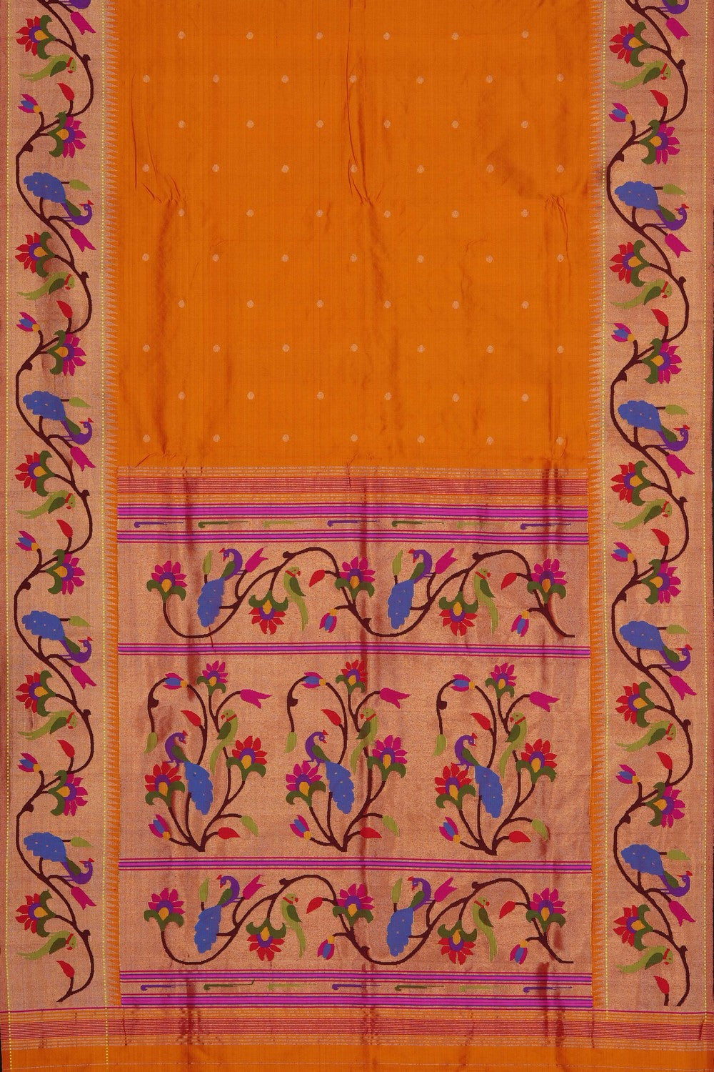 Image of Sunshine Orange Paithani Brocade Saree