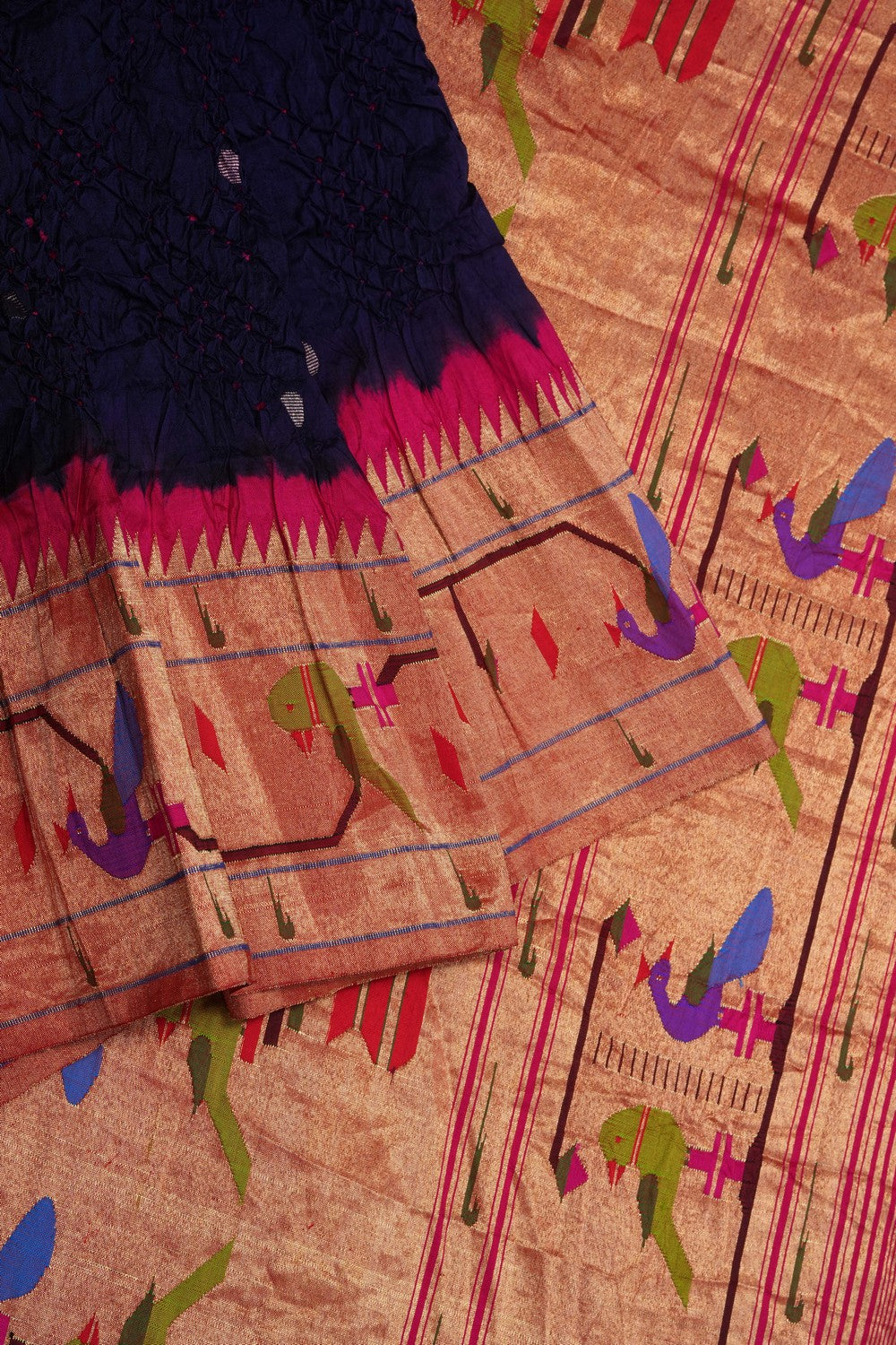 Image of A Fusion Bandhani Paithani Saree