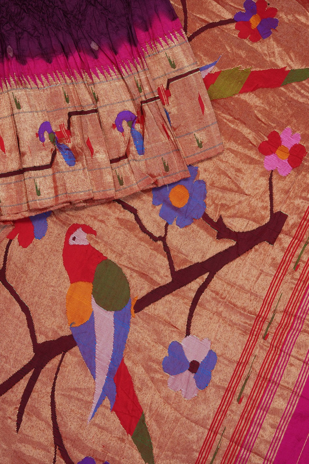 Image of A Fusion Bandhani Paithani Saree