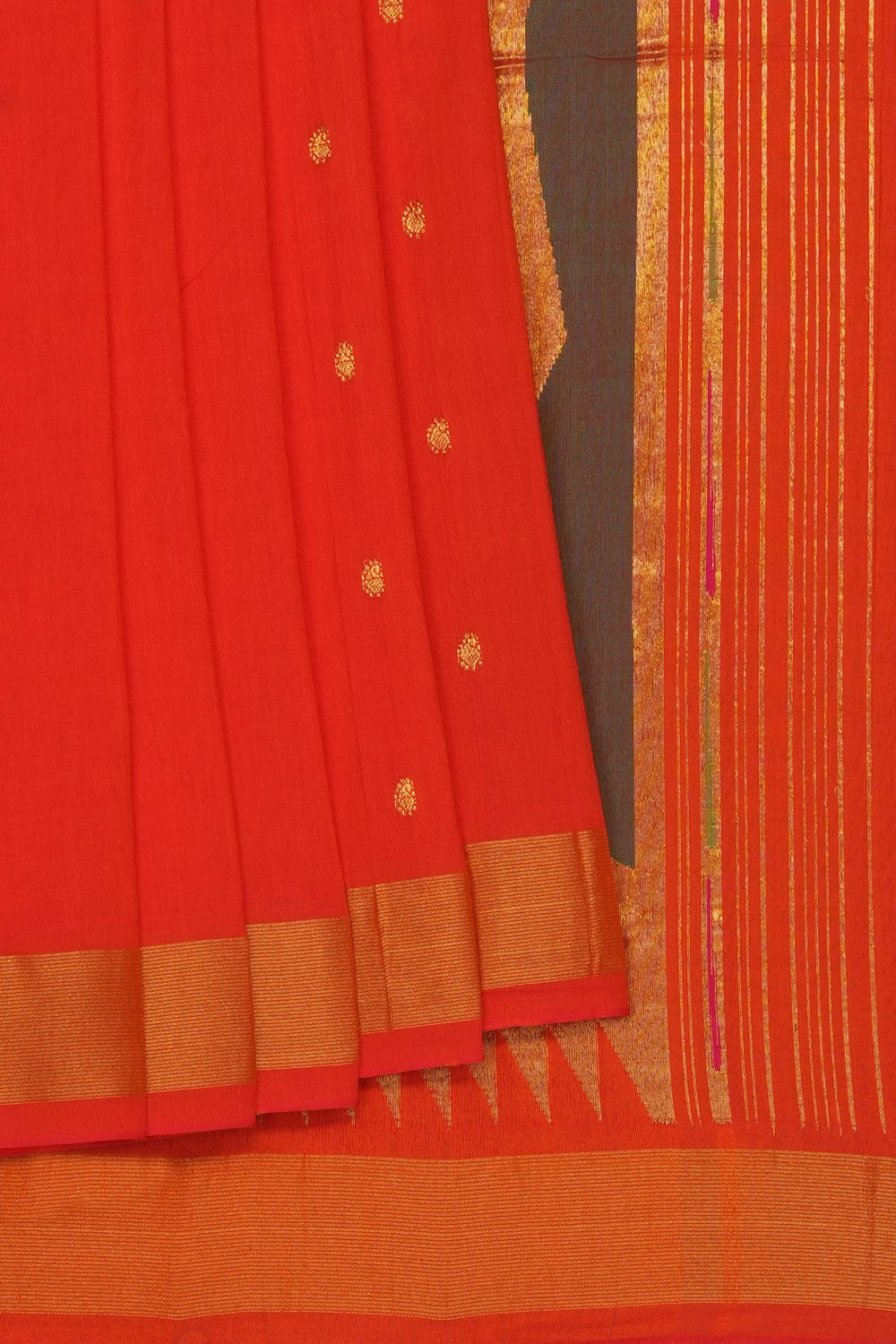 Image of Orange Paithani Cotton Saree