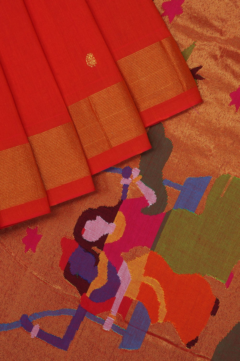 Image of Orange Paithani Cotton Saree