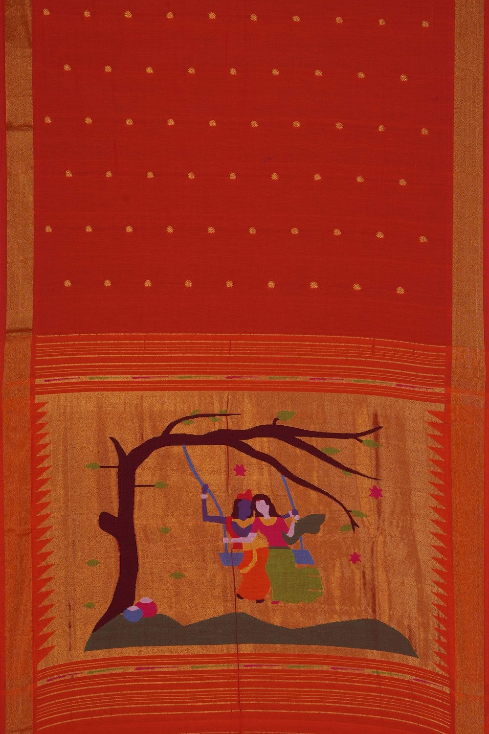 Image of Orange Paithani Cotton Saree