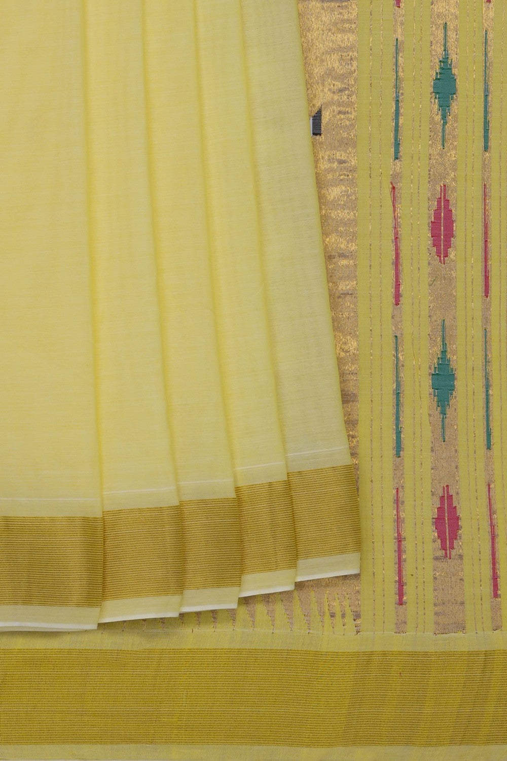 Image of Yellow Paithani Cotton Saree