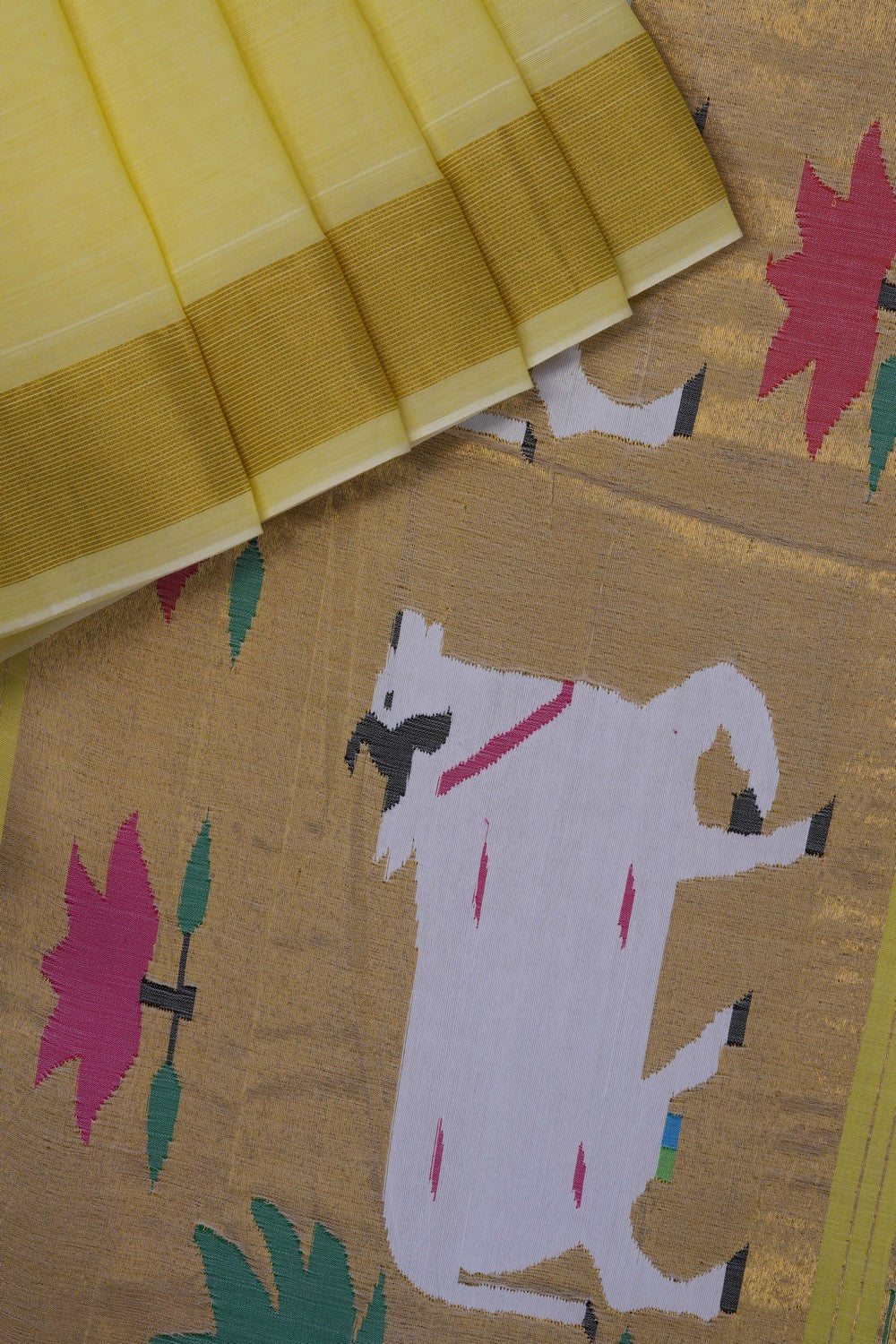 Image of Yellow Paithani Cotton Saree