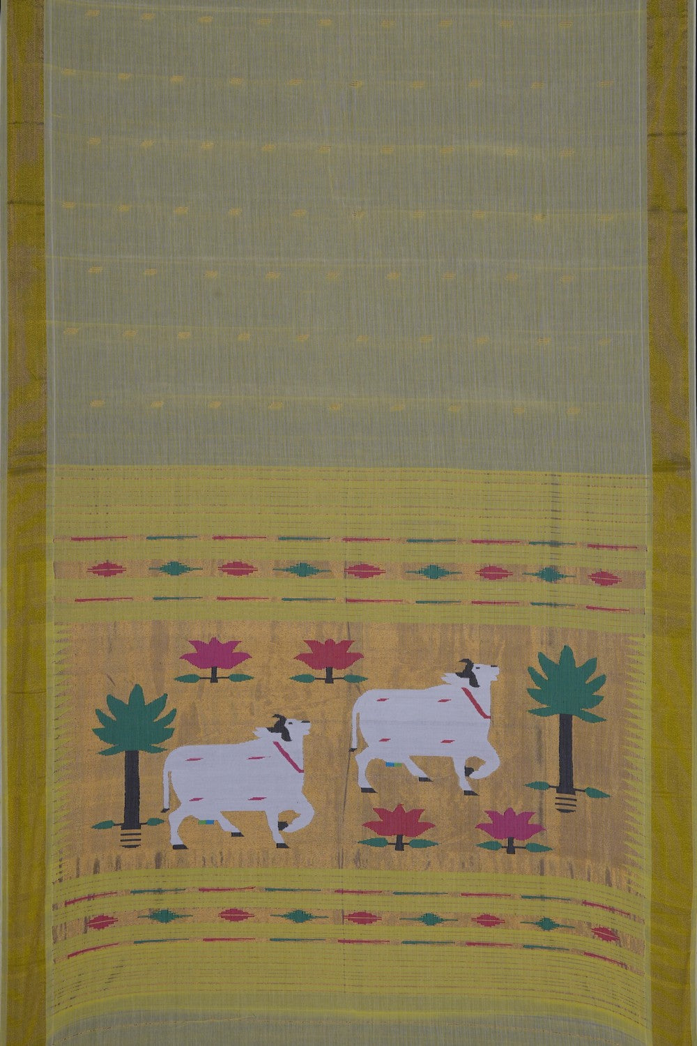 Image of Yellow Paithani Cotton Saree