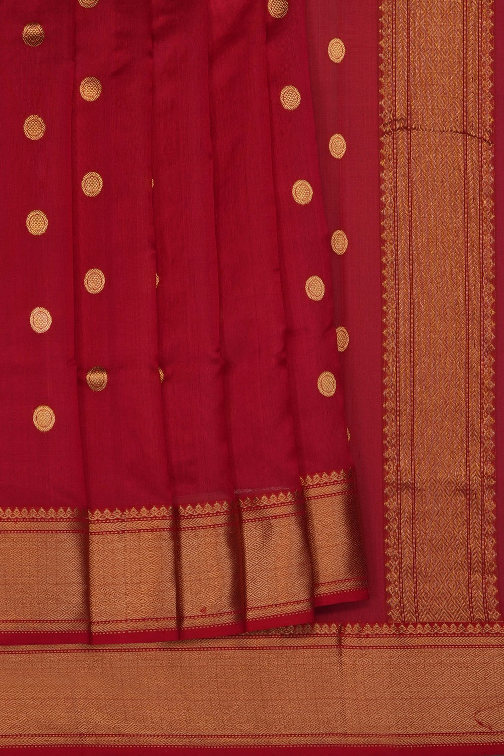 Image of Red Chanderi Silk Cotton Saree