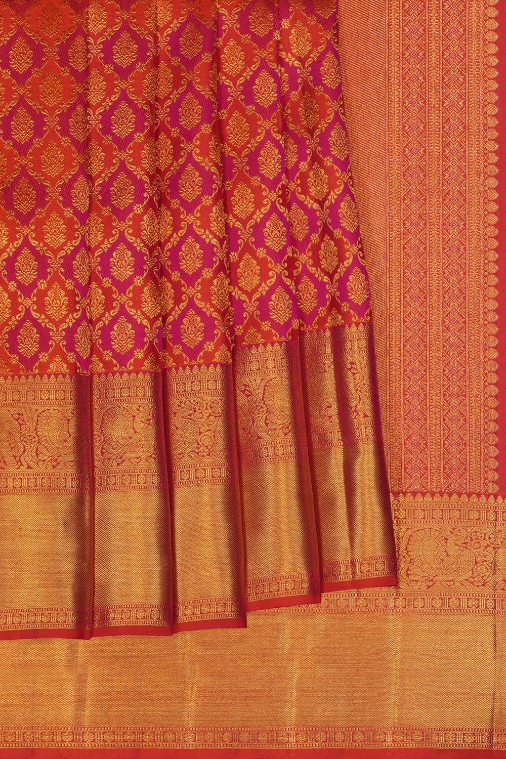 Image of Orange Kanchipattu Brocade Saree