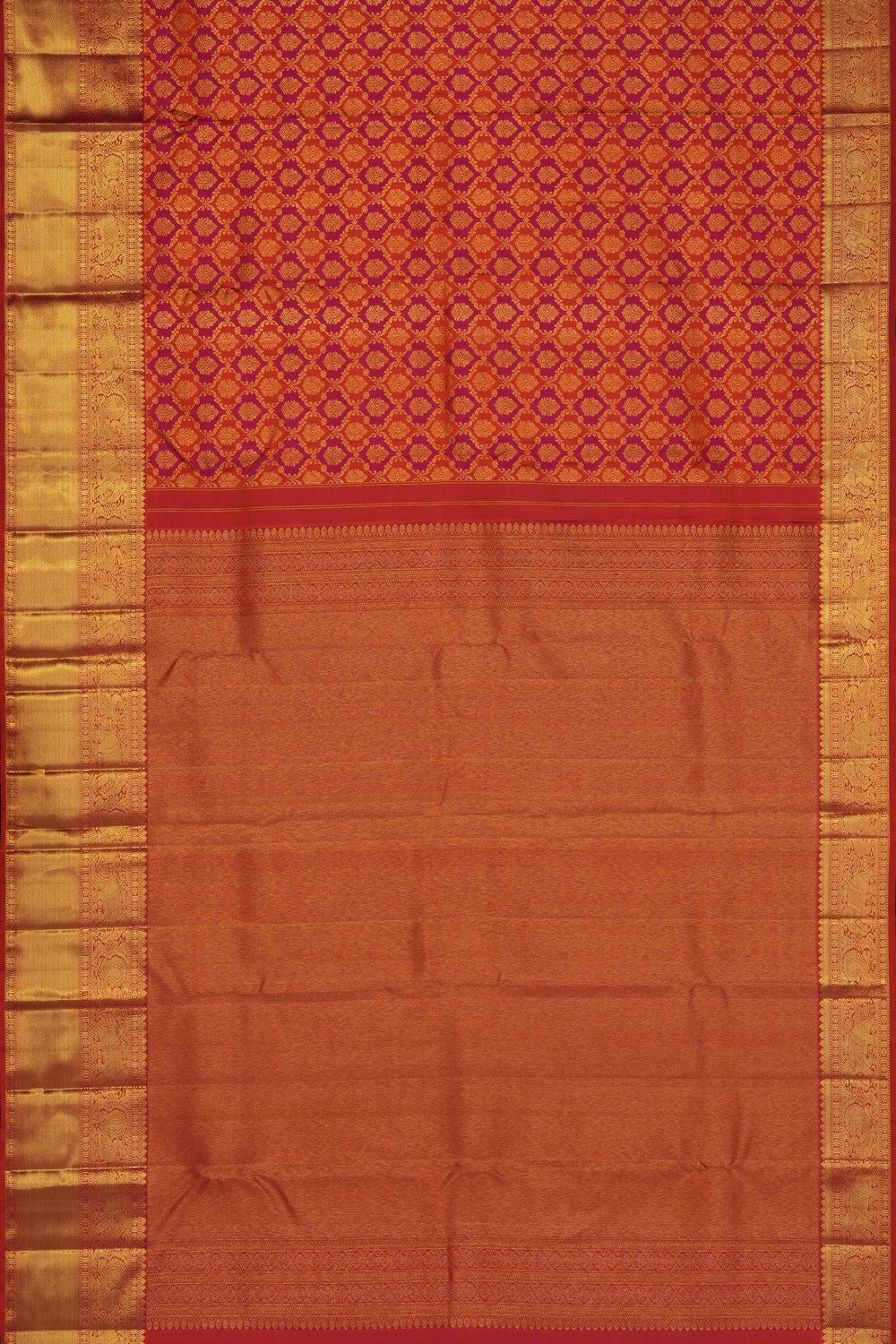 Image of Orange Kanchipattu Brocade Saree