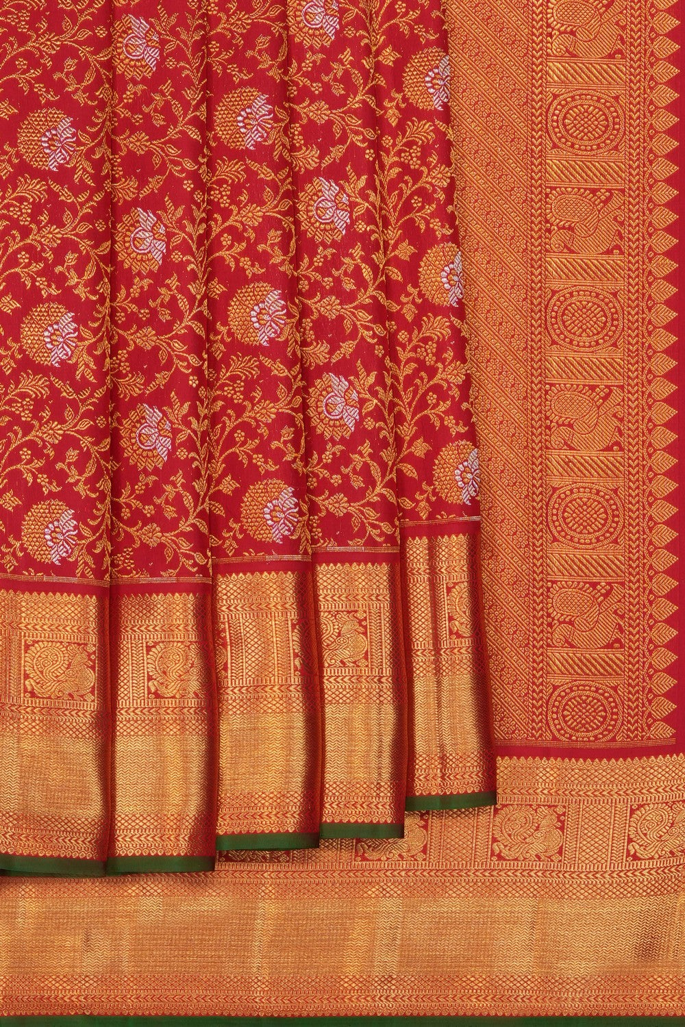 Image of Red Kanchipattu Brocade Saree