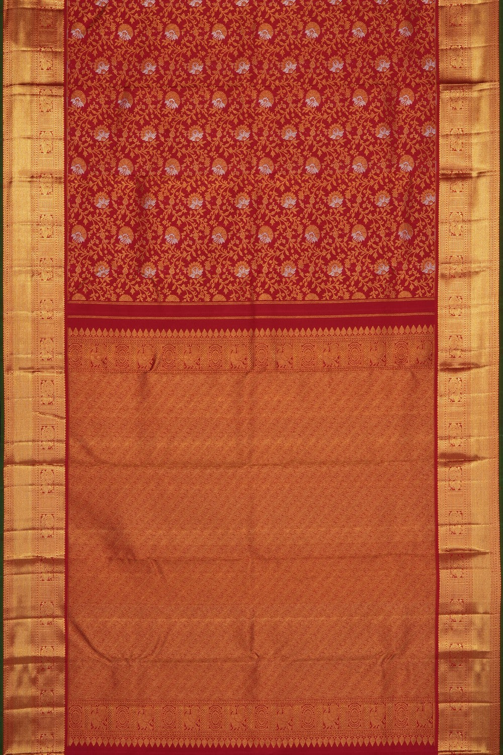 Image of Red Kanchipattu Brocade Saree