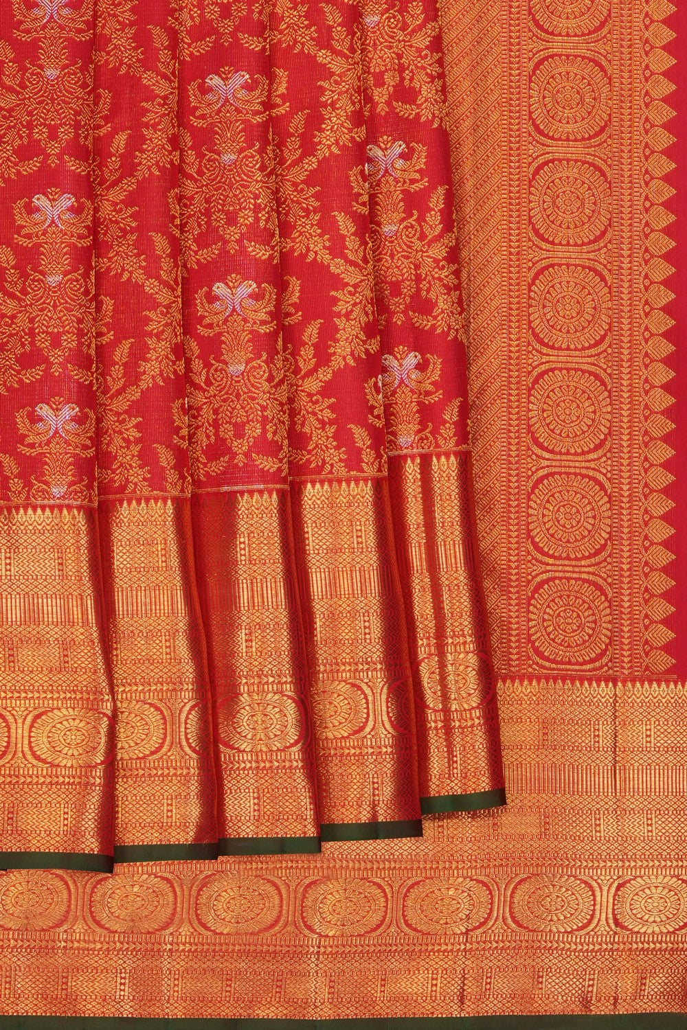 Image of Red Kanchipattu Brocade Saree