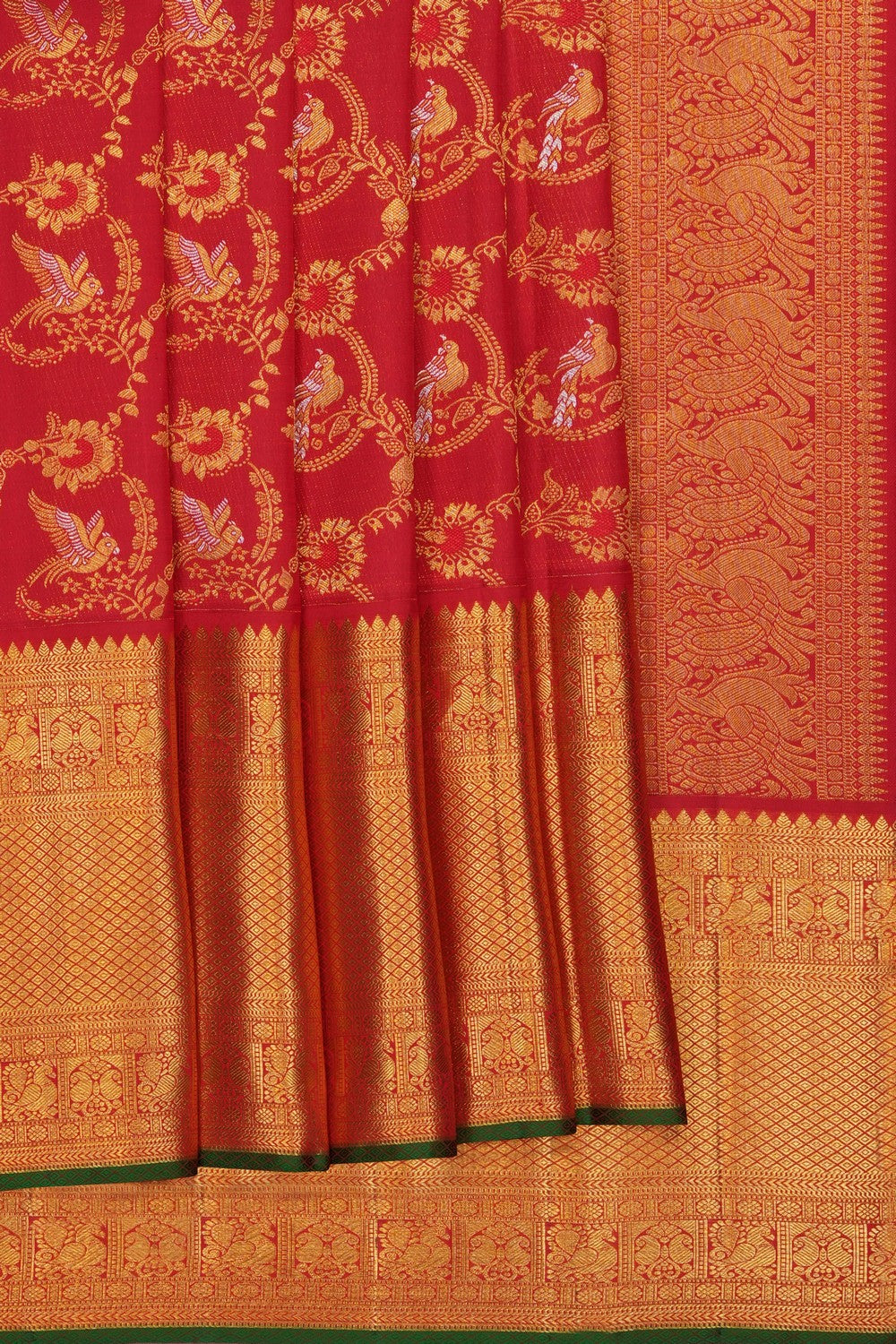 Image of Red Kanchipattu Brocade Saree