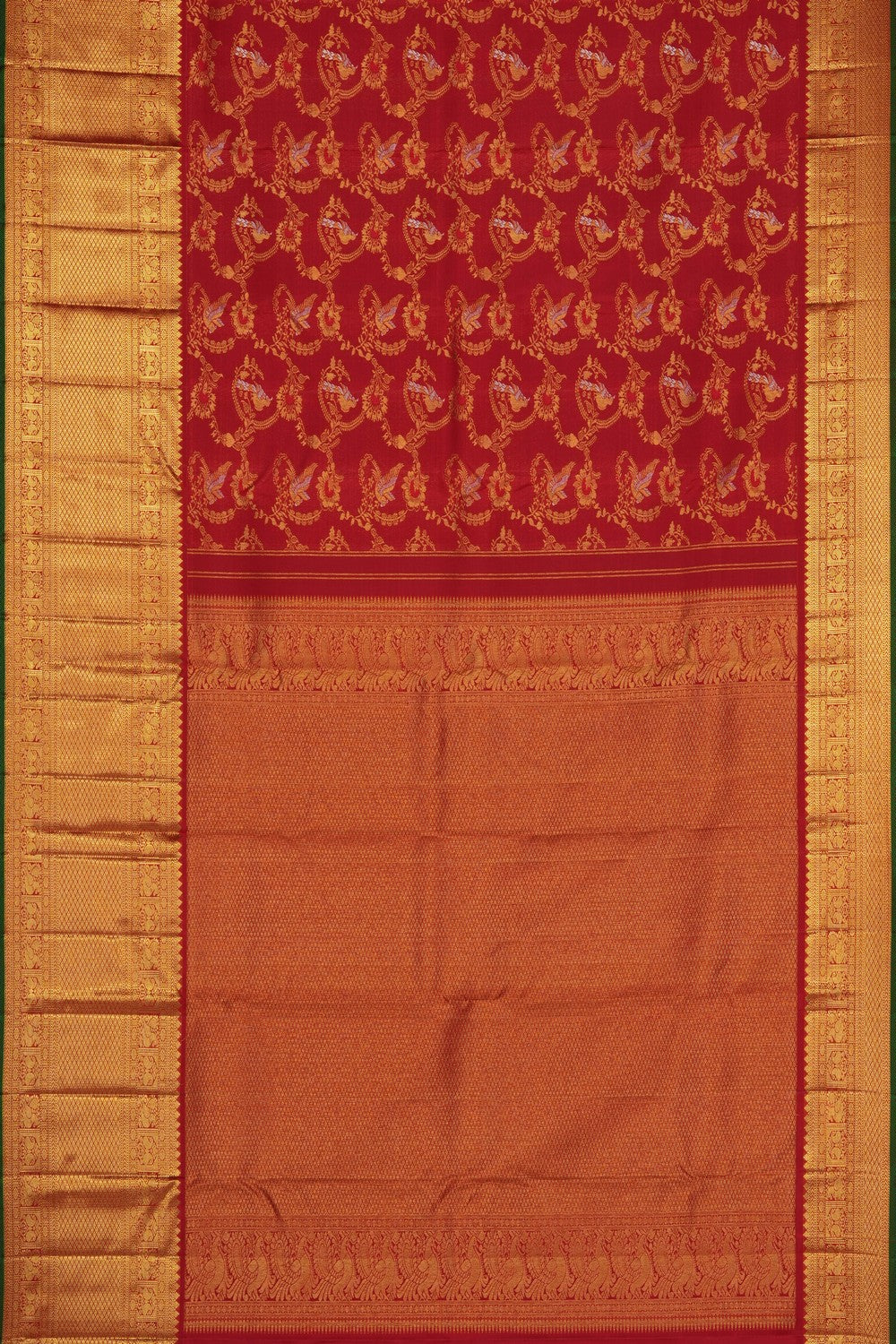 Image of Red Kanchipattu Brocade Saree