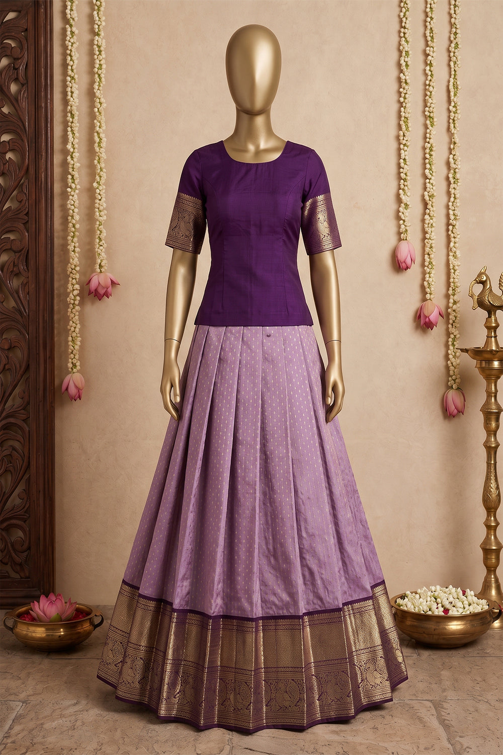 Image of Kanchipattu Pavada Unstitched Set