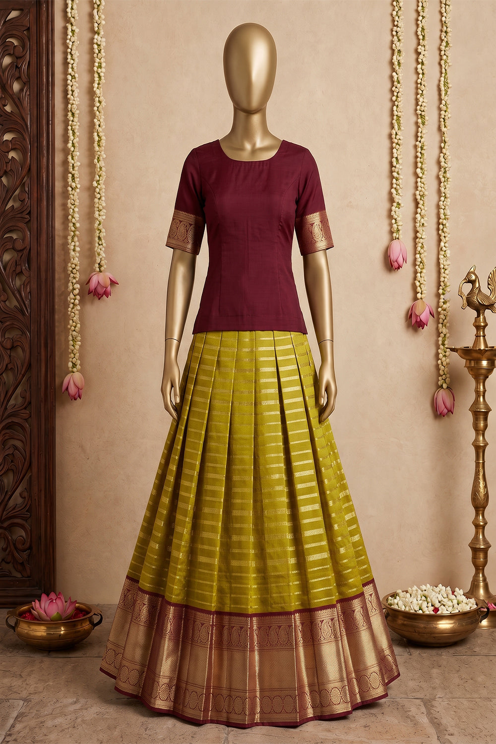 Image of Kanchipattu Pavada Unstitched Set