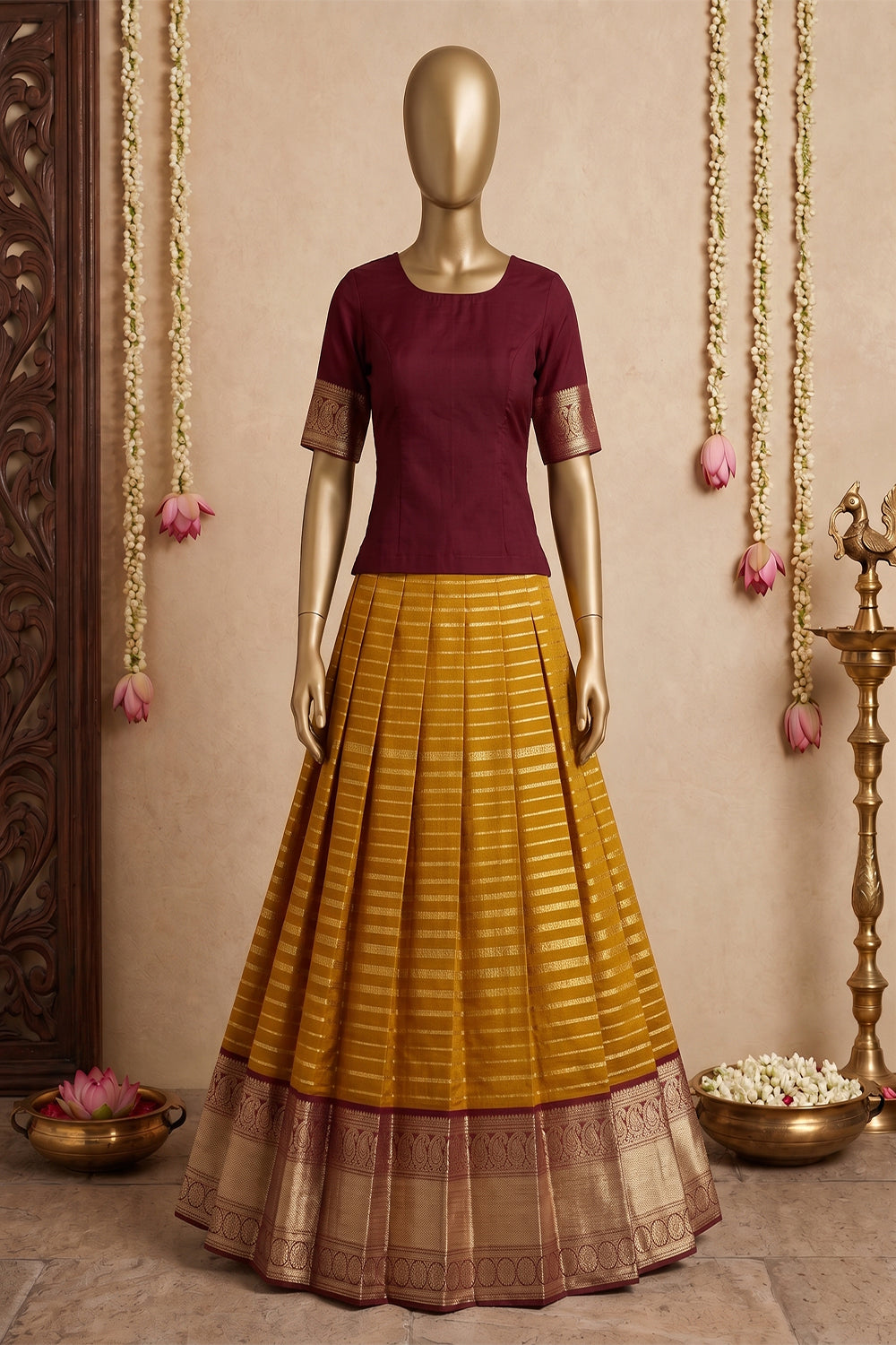 Image of Kanchipattu Pavada Unstitched Set
