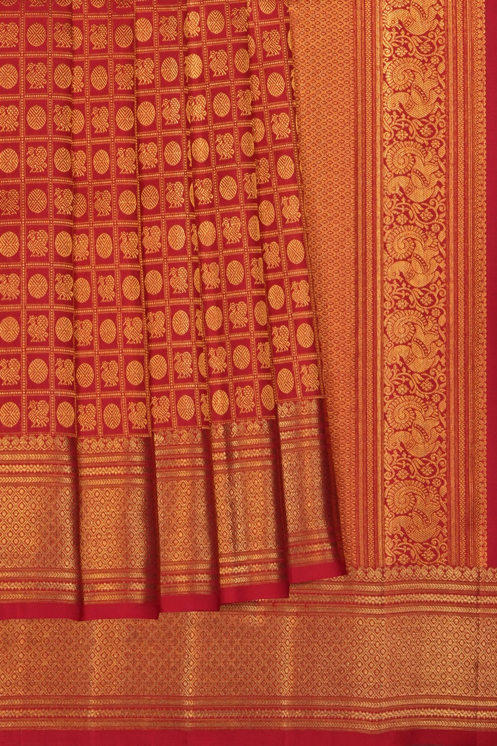 Image of Red Kanchipattu Brocade Saree