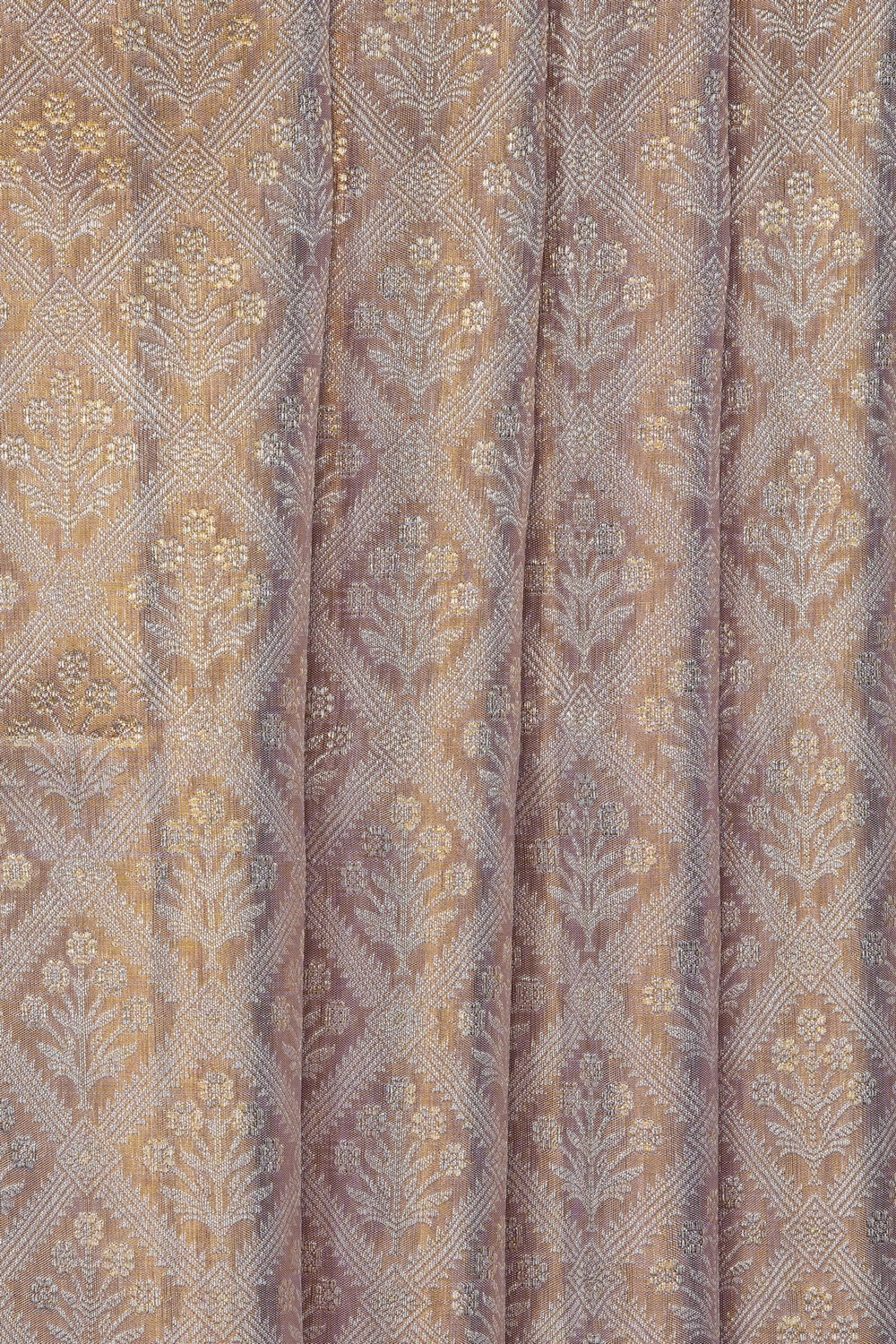 Image of Gold-Lavender Kanchipattu Tissue Brocade Saree