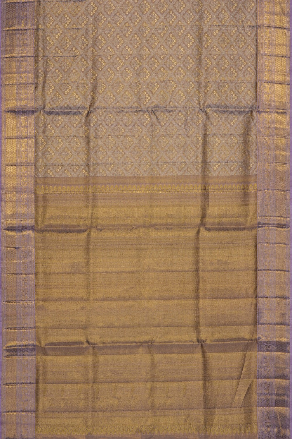 Image of Gold-Lavender Kanchipattu Tissue Brocade Saree